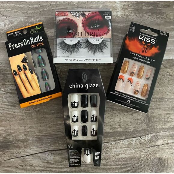 Kiss Ready to Wear Nails & 3D Lashes Ardell & China Glaze Nails Halloween Lot 10 - Picture 1 of 1